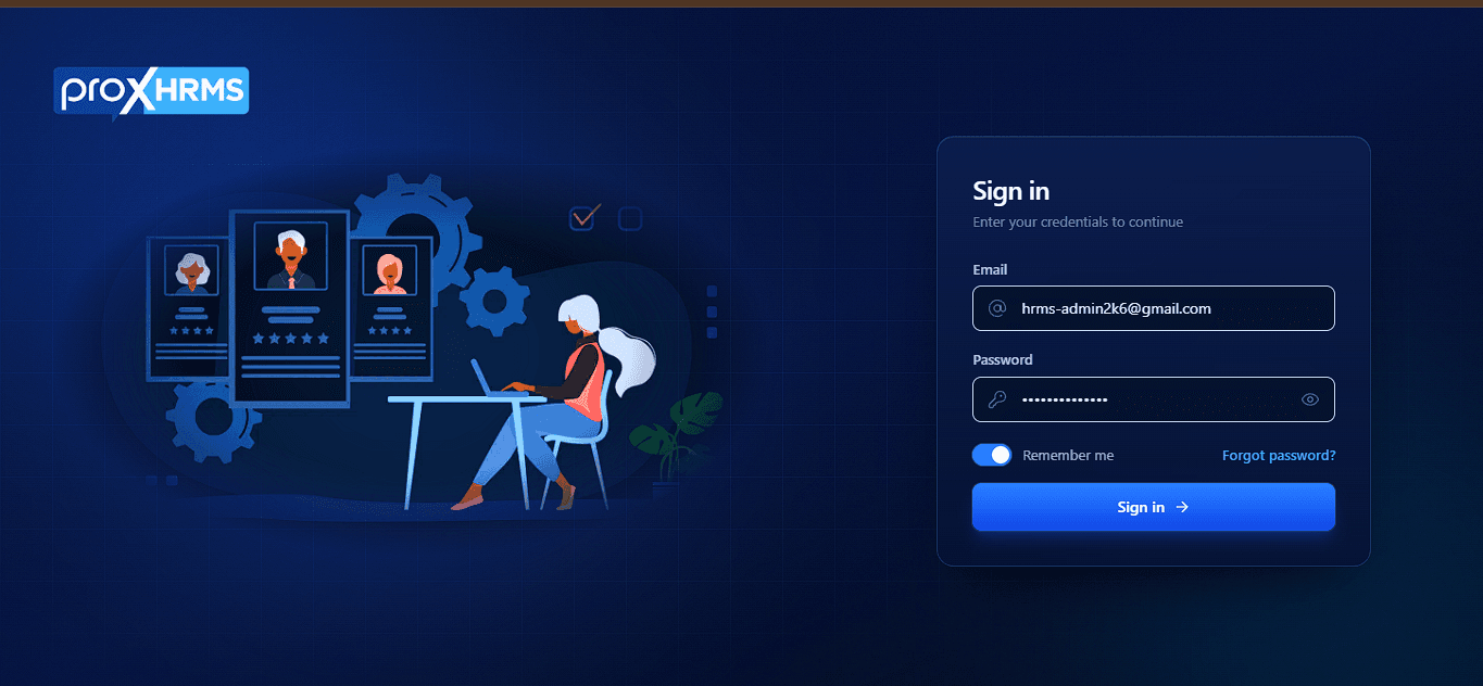 Admin login: Sign-in for the platform administrator.